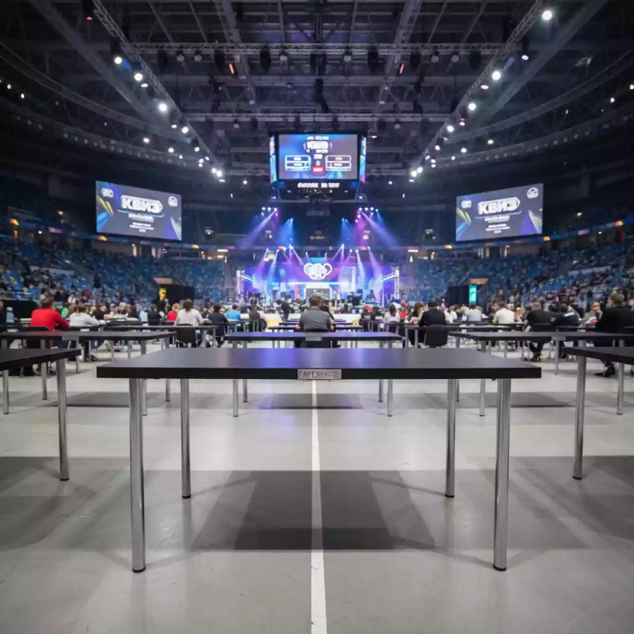 Аренда Стол Лидер 1 венге серебро кромка ПВХ 1200х600 на арене «Фишт» — ART SPACE