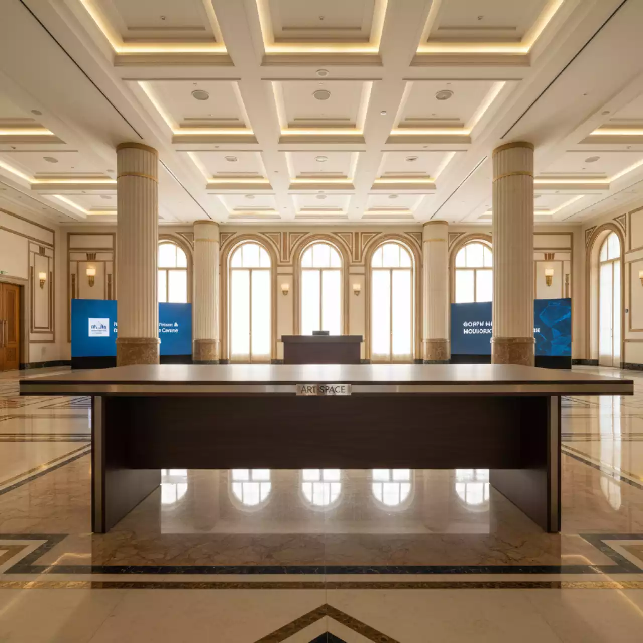 Аренда Стол Лидер 1 венге серебро кромка ПВХ в Radisson Blu Resort & Congress Centre — ART SPACE