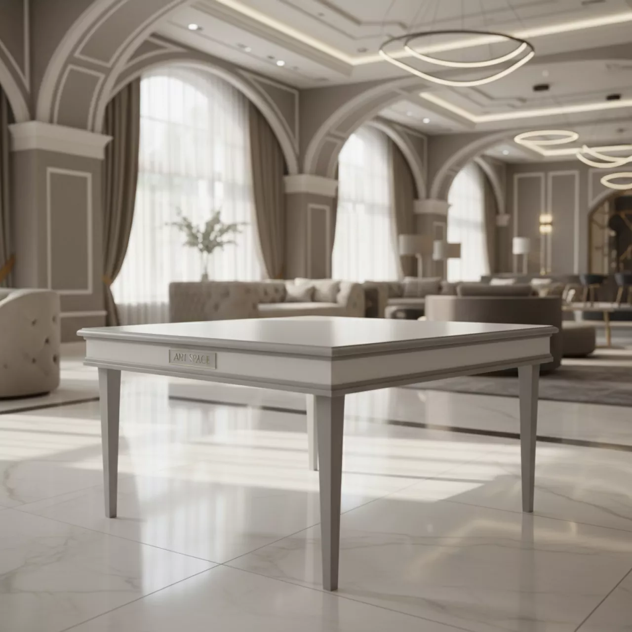 Аренда Стол Лидер 21 белый серый 800х800 в казино «Сочи» — ART SPACE