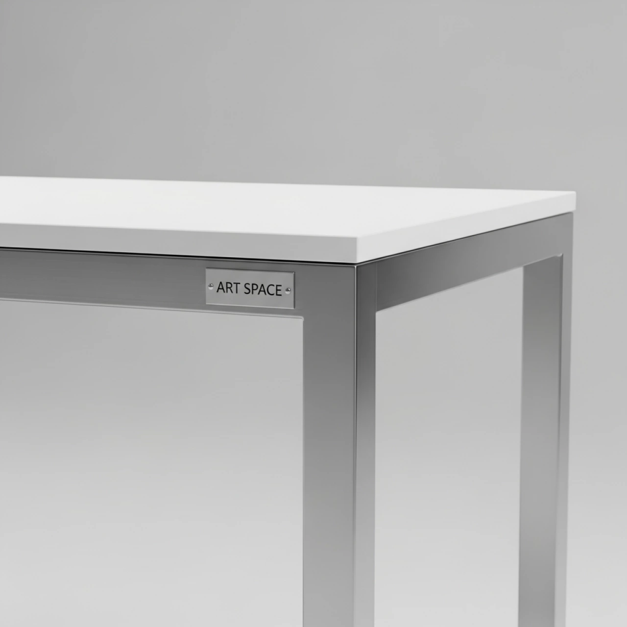 Аренда Стол Лидер 23 белый матовый каркас серебро на арене «Фишт» — ART SPACE