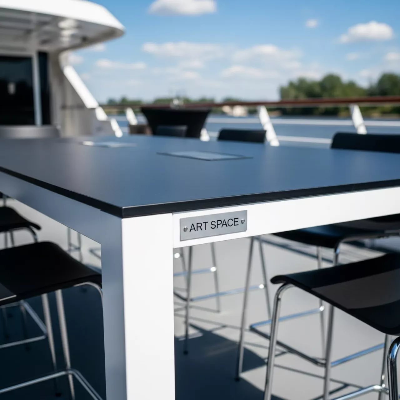 Аренда Стол Лидер 2 1800х800 черный белый на теплоходе «Дагомыс» — ART SPACE