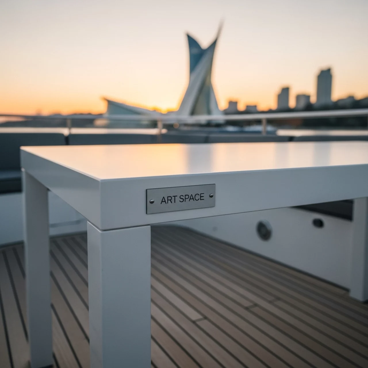 Аренда Стол Лидер 2 1800x800 белый кромка ПВХ на VIP теплоходе (Морпорт Сочи) — ART SPACE