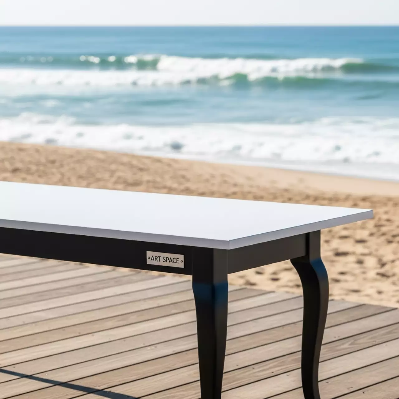 Аренда Стол Лидер 2 2000х900 белый черный на пляже «Ривьера» — ART SPACE