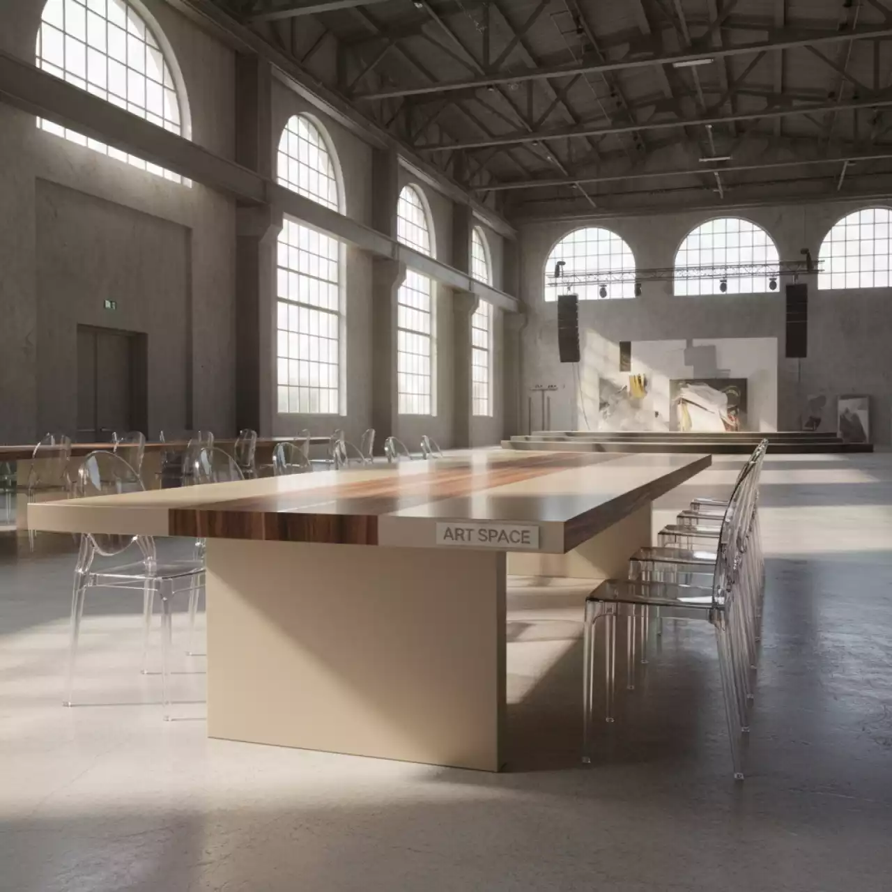 Аренда Стол Лидер 2 2000х900 мм шампань орех на арене «Фишт» — ART SPACE