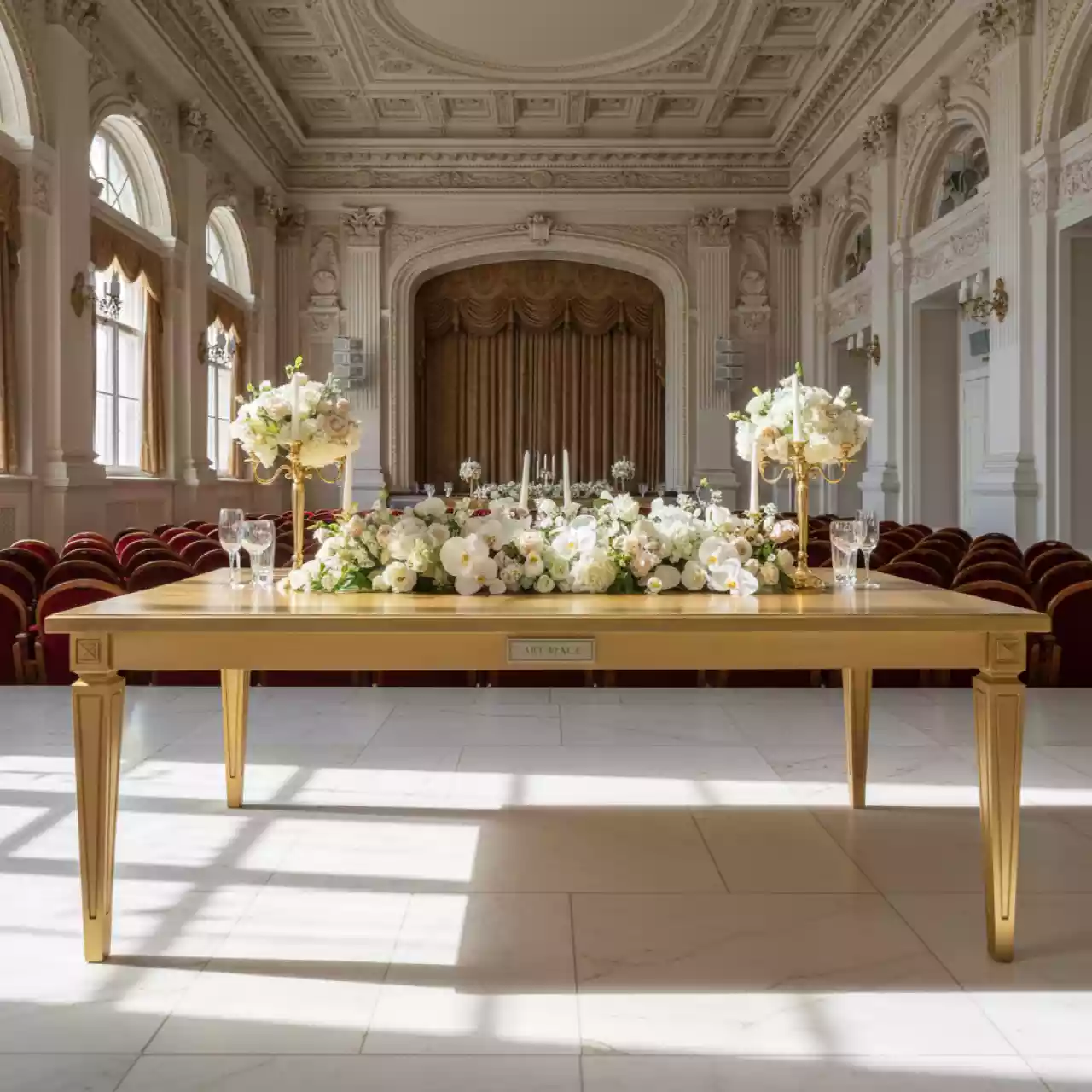 Аренда Стол Лидер 2 2000x900 бук золотой в Зимнем театре — ART SPACE