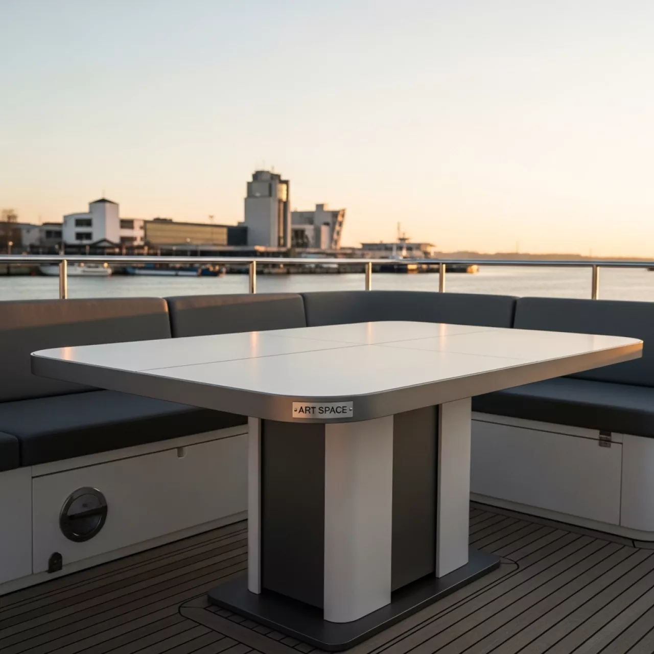 Аренда Стол Лидер 2 белый серый 2000х900 мм на VIP-яхте (Имеретинский порт) — ART SPACE