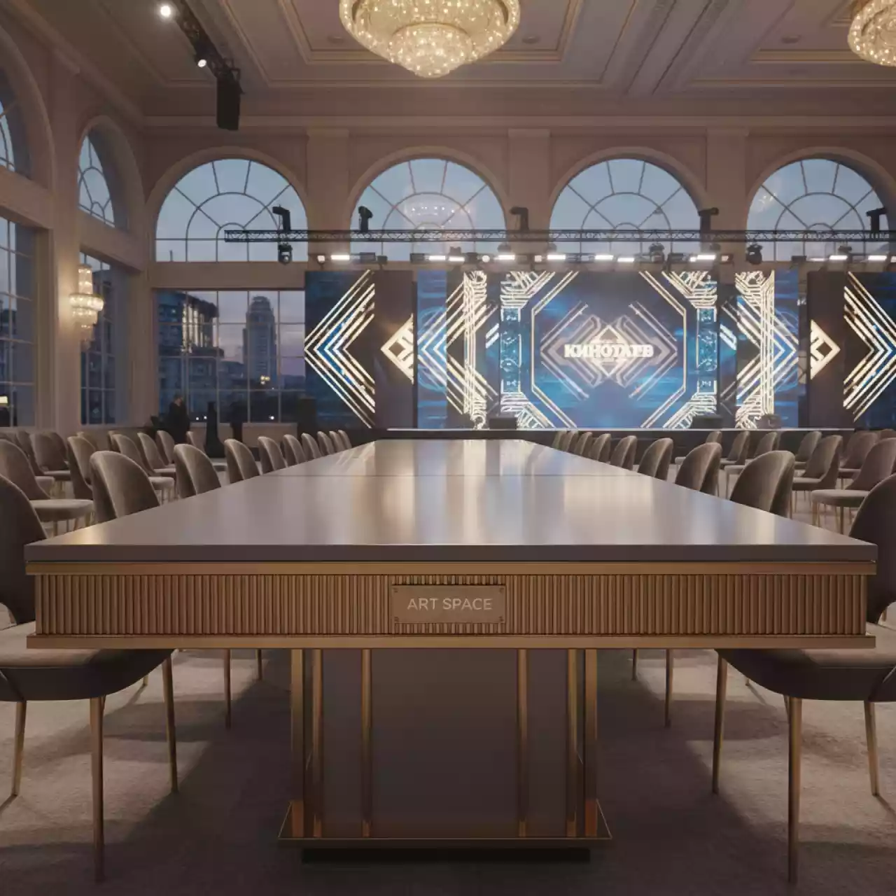 Аренда Стол Лидер 2 золотой серый в конгресс-холле отеля Жемчужина — ART SPACE