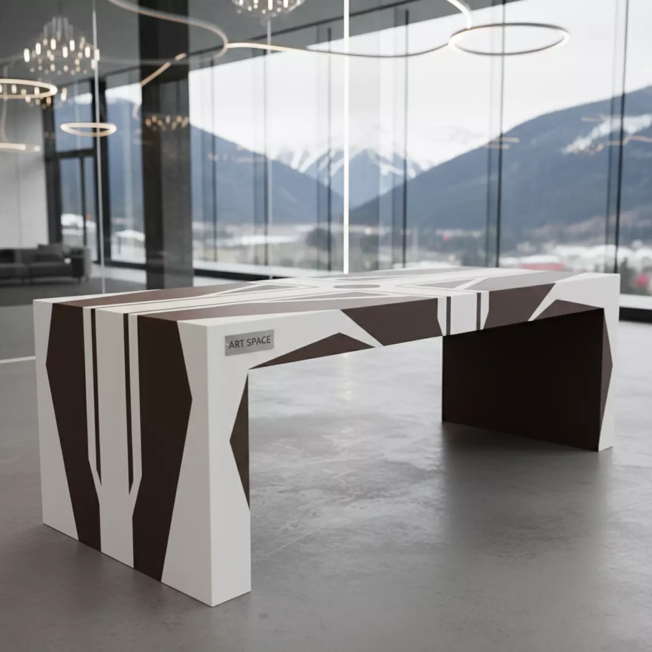 Аренда Стол Лидер 3 D белый коричневый 1500 мм в Golden Tulip Rosa Khutor — ART SPACE