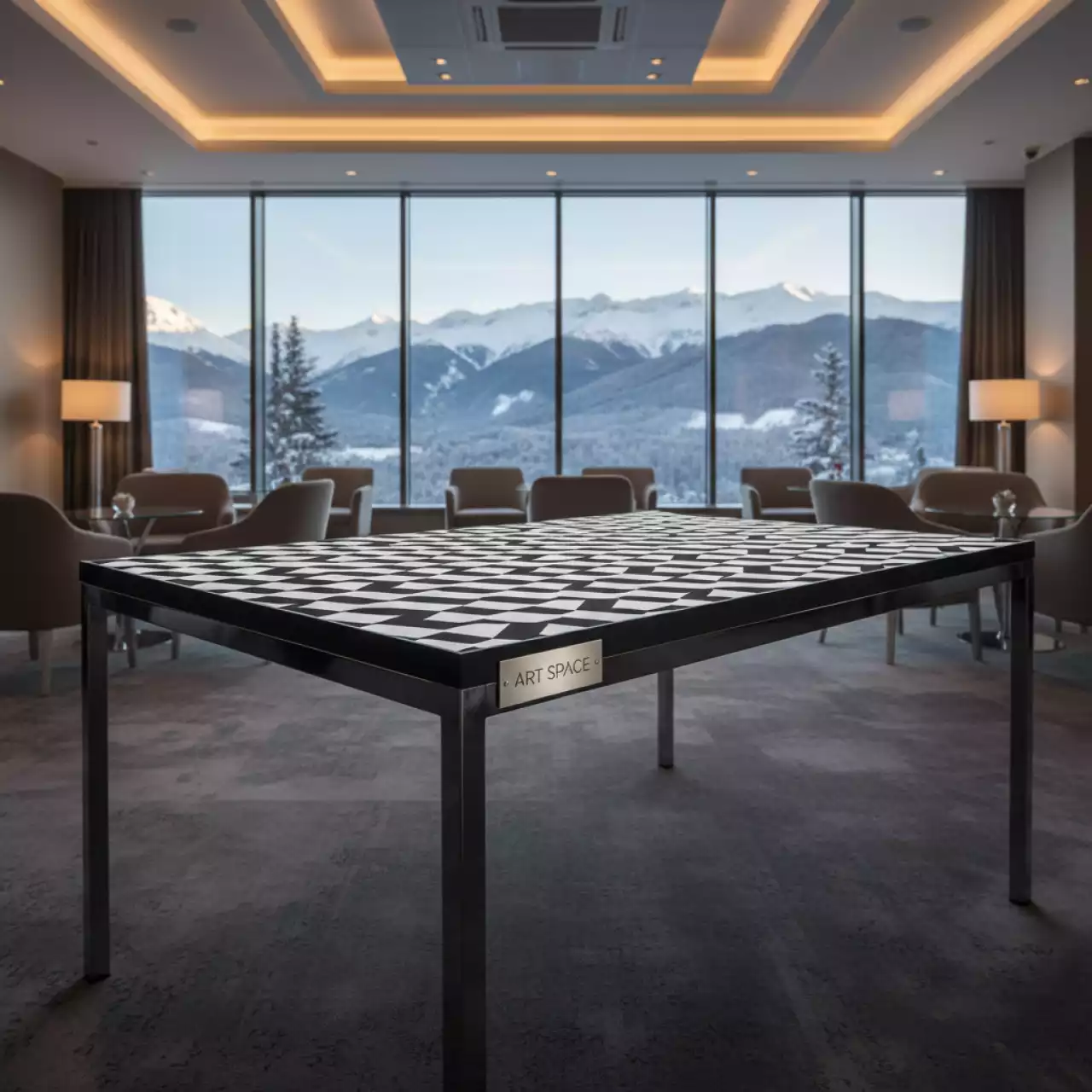Аренда Стол Лидер 3 D черный белый 1200 мм в Radisson Hotel Rosa Khutor — ART SPACE
