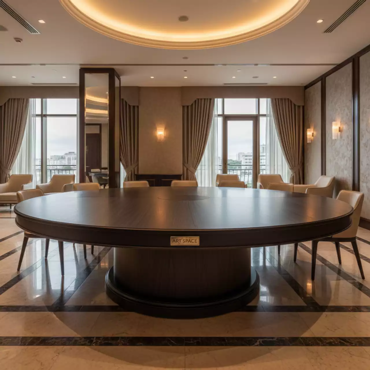 Аренда Стол Лидер 3 диаметр 1800 мм орех черный в Гранд Отель Сочи — ART SPACE