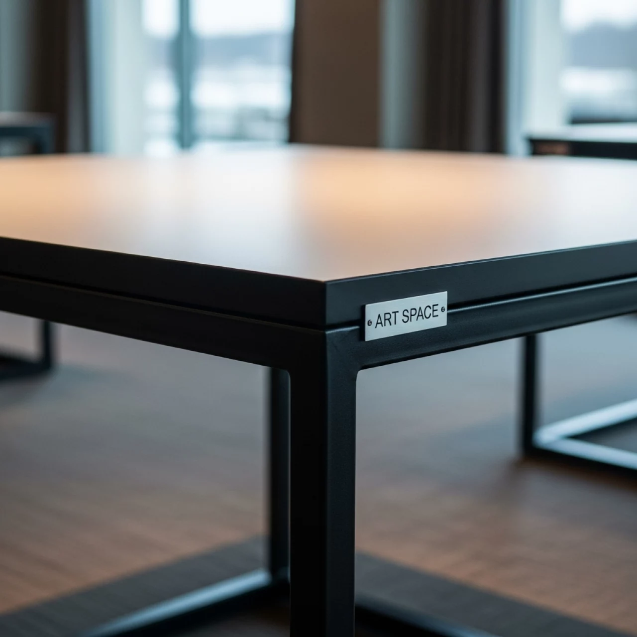 Аренда Стол Лидер 6 800х800 белый черная кромка черный каркас в Mövenpick Hotel — ART SPACE