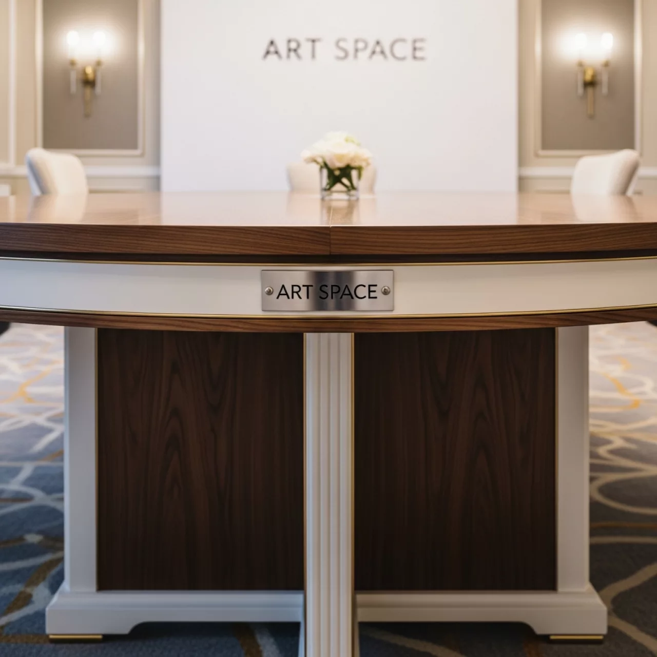 Аренда Стол Лидер 9 D 80 орех белый в Mövenpick Hotel — ART SPACE