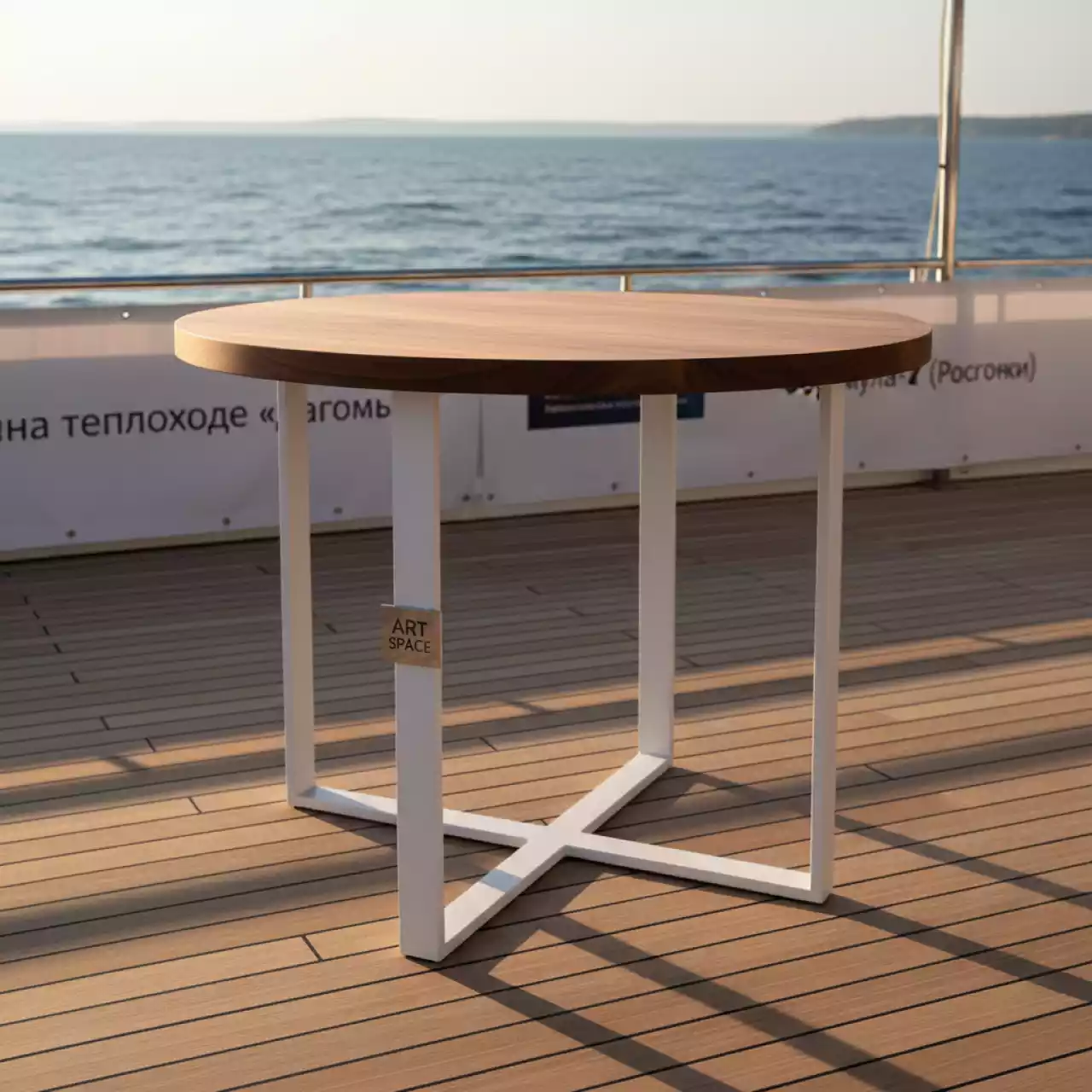 Аренда Стол Лидер 9 D 80 см орех белый каркас на теплоходе «Дагомыс» — ART SPACE