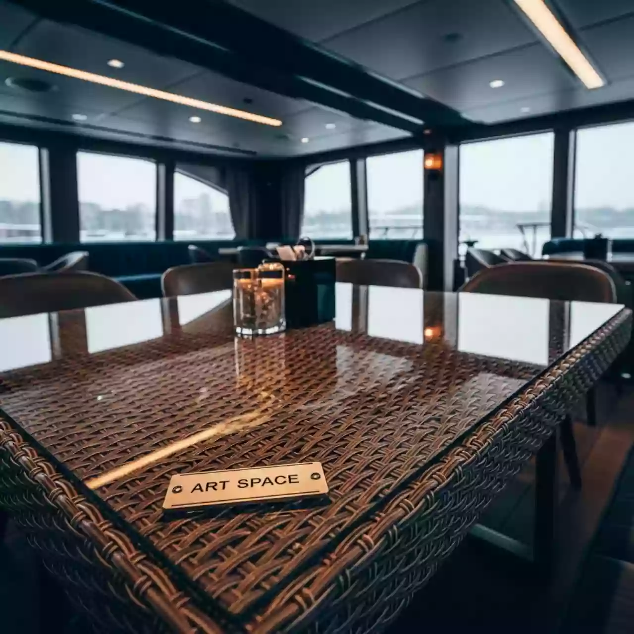 Аренда Стол Lumina 4 с оплетением на VIP-яхте (Имеретинский порт) — ART SPACE