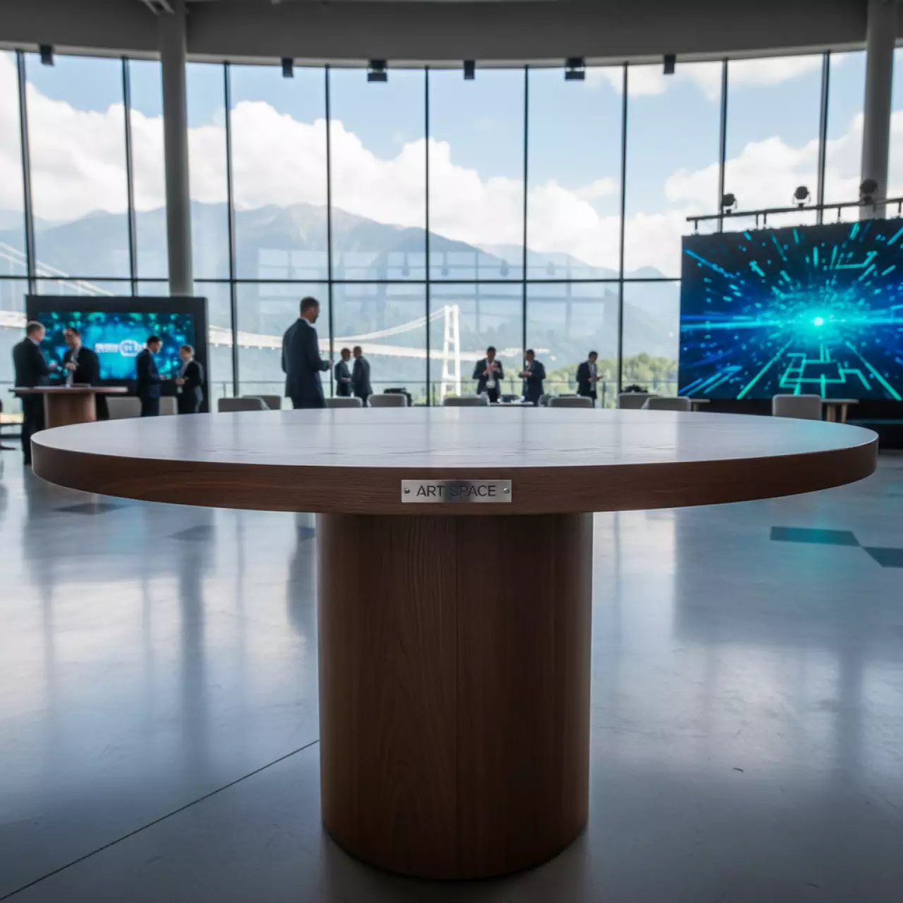 Аренда Стол Марсель круглый 900х900 дуб натуральный венге в Skypark Sochi — ART SPACE