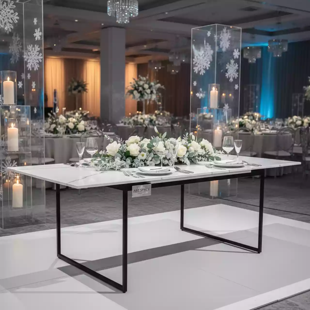 Аренда Стол Мэриан керамический 140 200х80 snow alpin white черный в Mercure Сочи Центр — ART SPACE