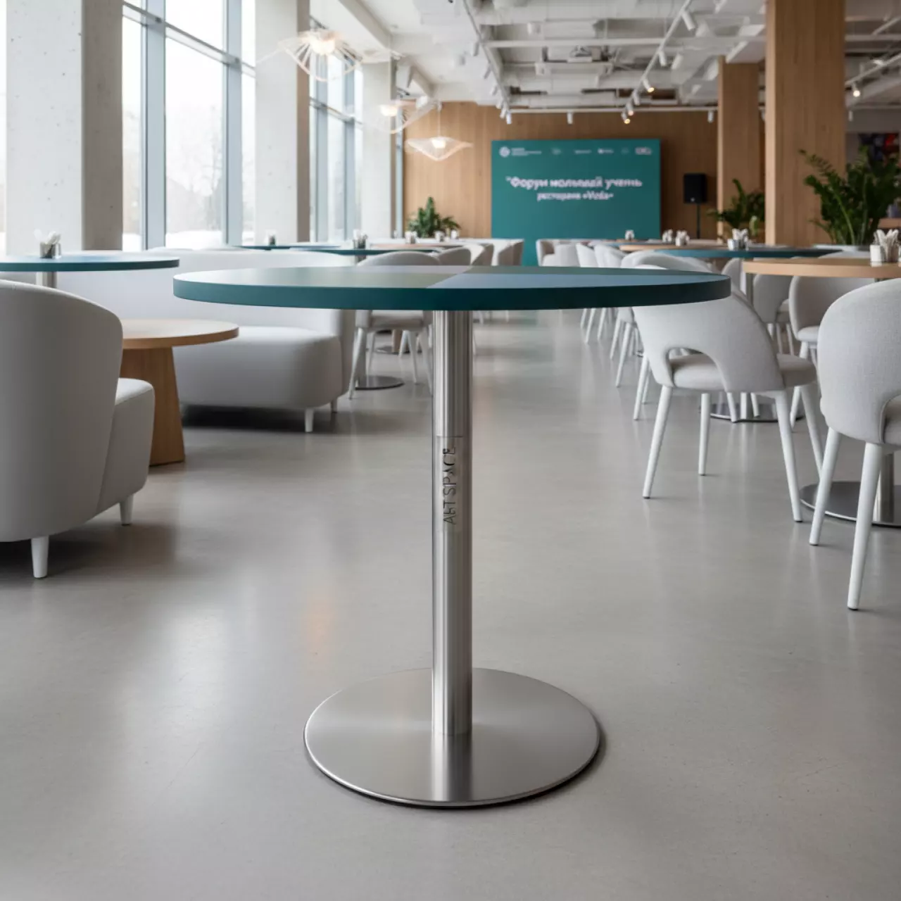 Аренда Стол металлический круглый 60 см в ресторане «Voda» — ART SPACE
