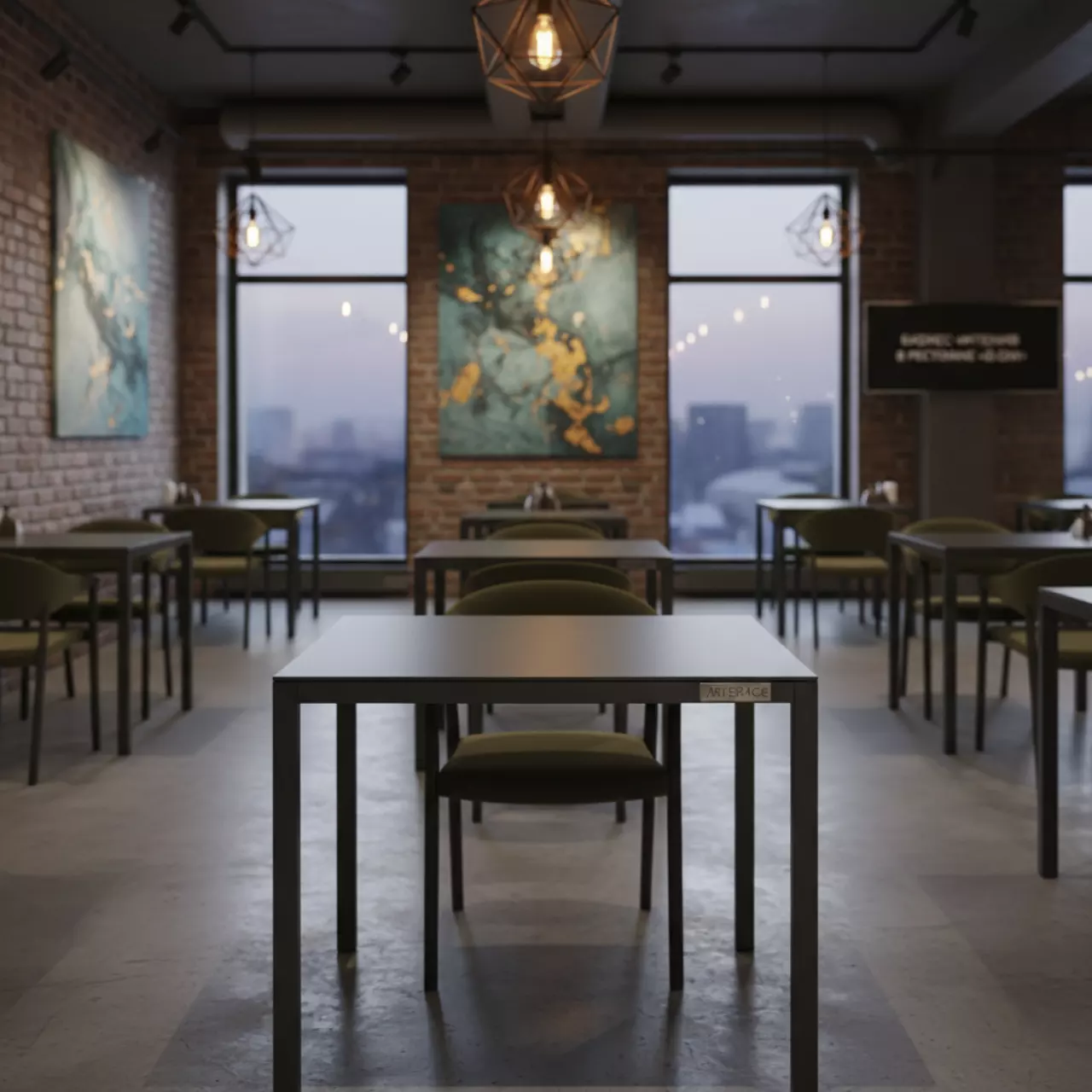 Аренда Стол металлический квадратный 60x60 см в ресторане «D.O.M» — ART SPACE