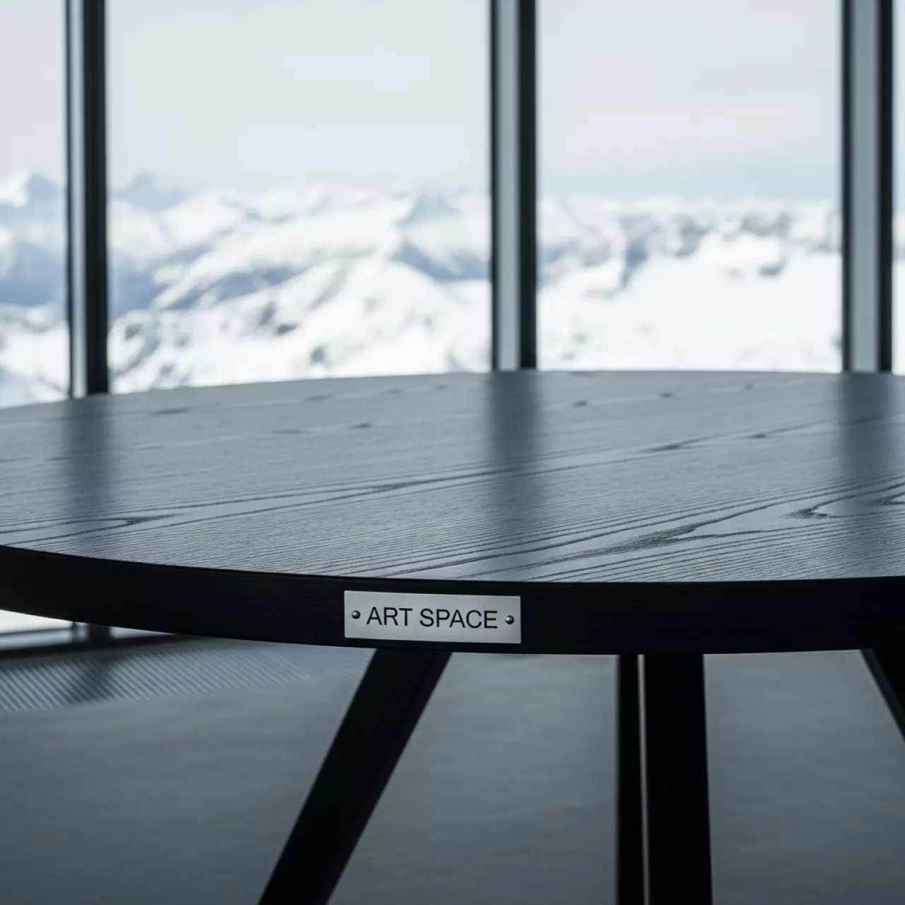 Аренда Стол Милан круглый Лента мореный дуб диаметр 70 см на площадке Rosa Peak (2320м) — ART SPACE