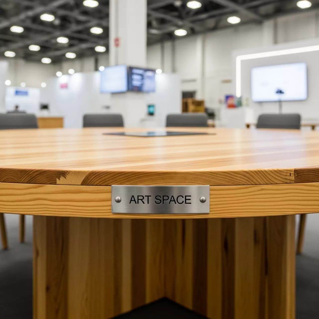 Аренда Стол Милан круглый Полукруглый С профиль лиственница диаметр 140 см в ОКЦ «Галактика» — ART SPACE