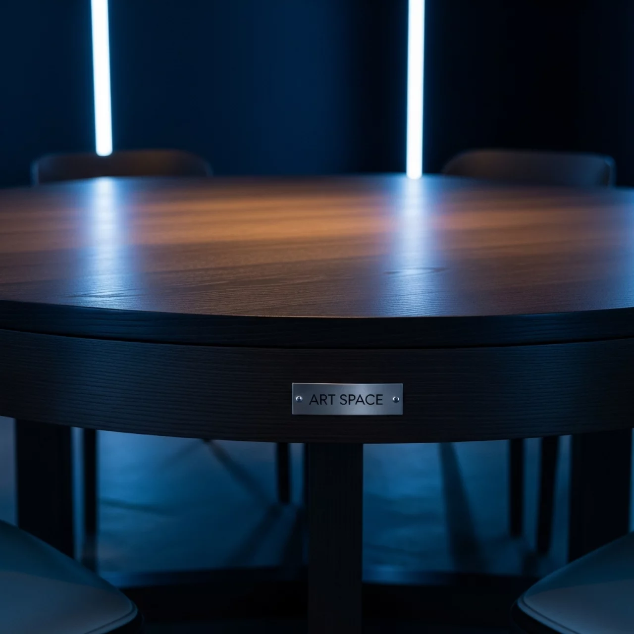 Аренда Стол Милан круглый Полукруглый С профиль мореный дуб диаметр 140 см на вилле «Анна» — ART SPACE