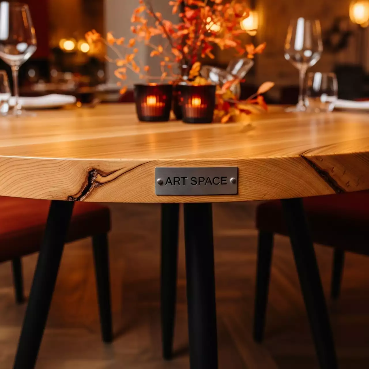 Аренда Стол Милан круглый Пруток лиственница диаметр 70 см в ресторане «Brunello» — ART SPACE