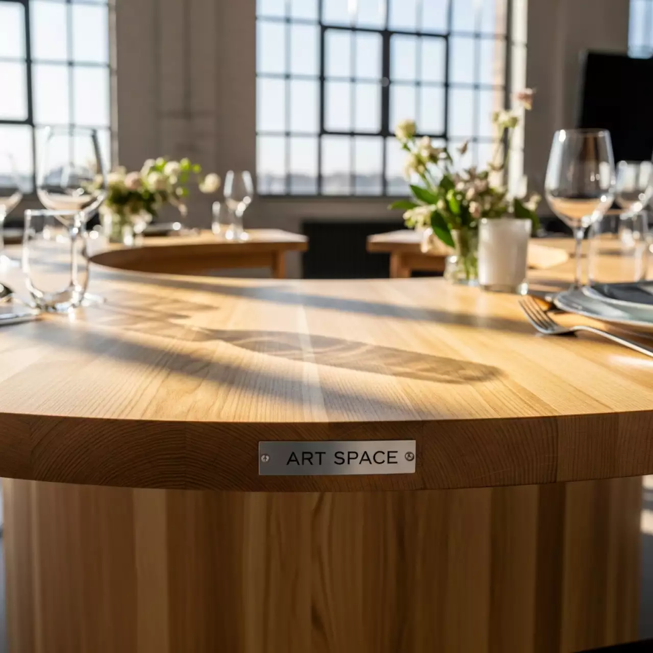 Аренда Стол Милан полукруглый 130 см С профиль лиственница в Mantera Supreme — ART SPACE