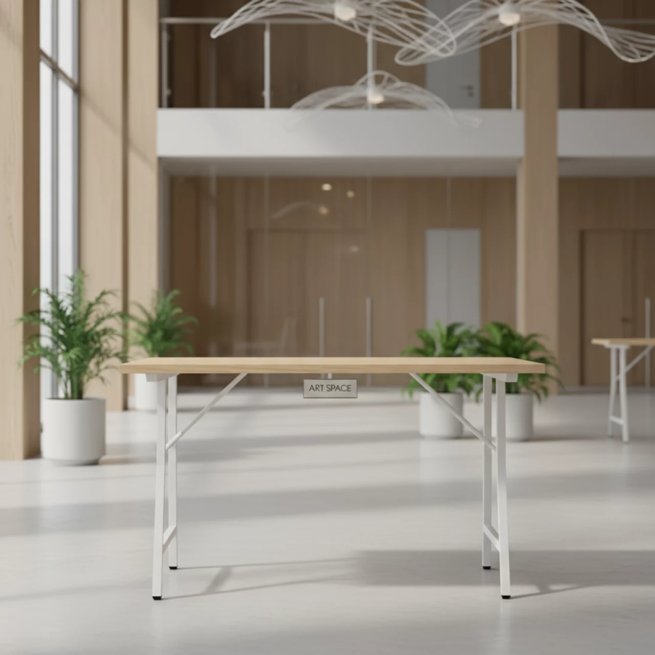 Аренда Стол мобильный складной бук белый 22 мм 140х70 в Университете «Сириус» — ART SPACE