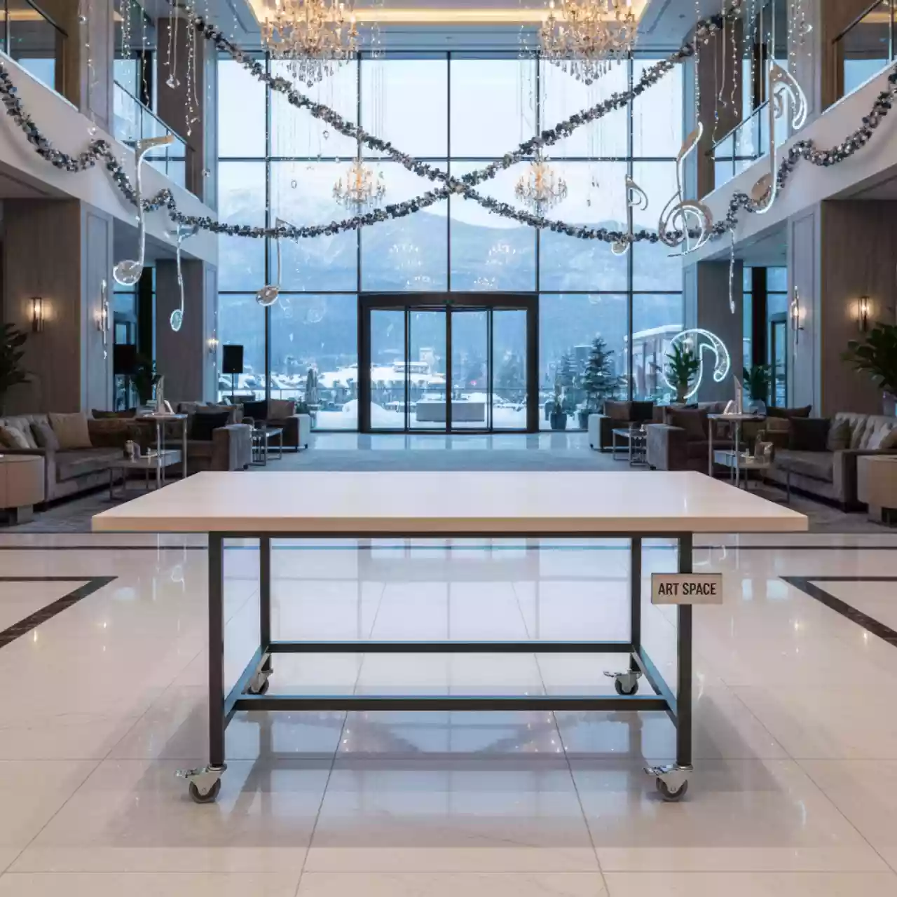 Аренда Стол мобильный складной бук белый 22 мм 160х70 см в Swissôtel Resort Sochi Kamelia — ART SPACE