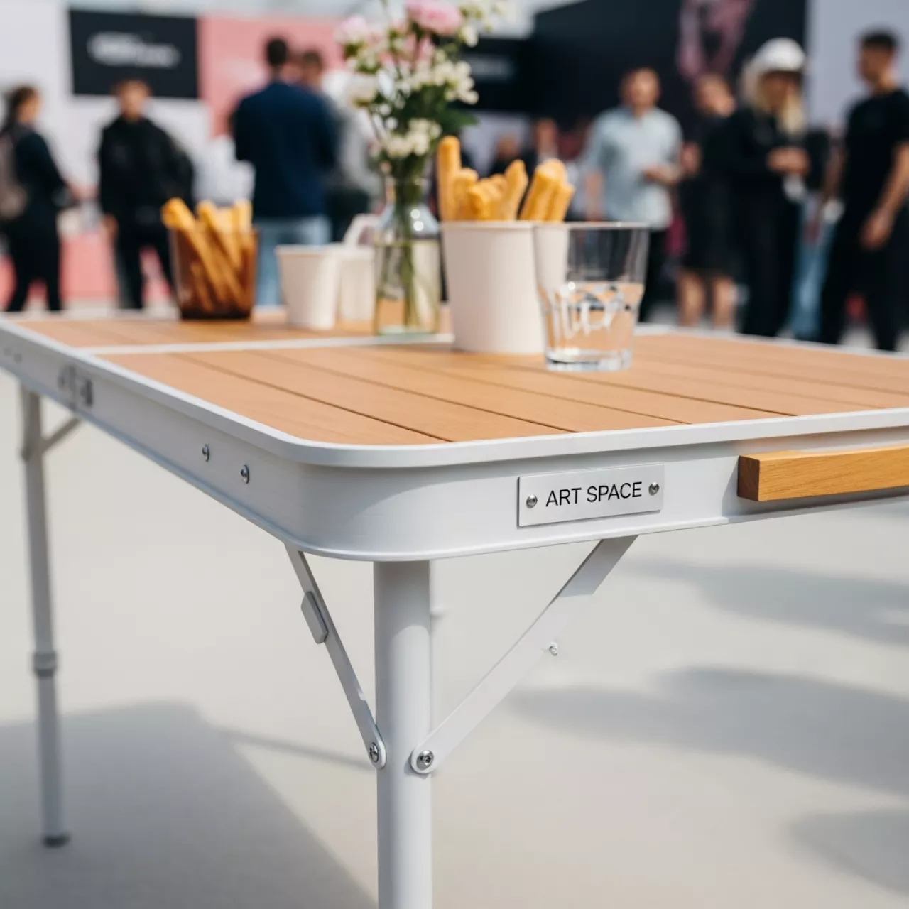 Аренда Стол мобильный складной дуб сафари белый 25 мм 120х70 на арене «Фишт» — ART SPACE