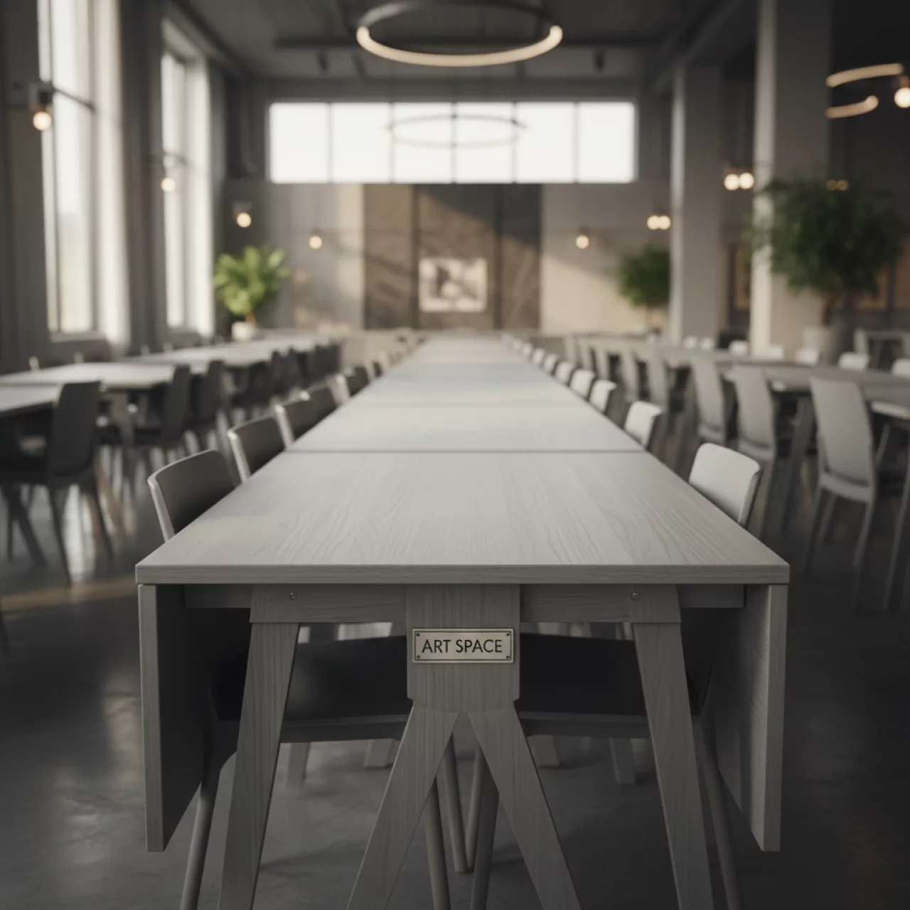 Аренда Стол мобильный складной лиственница антрацит 100х70 см в банкетном зале «Дельфин» — ART SPACE