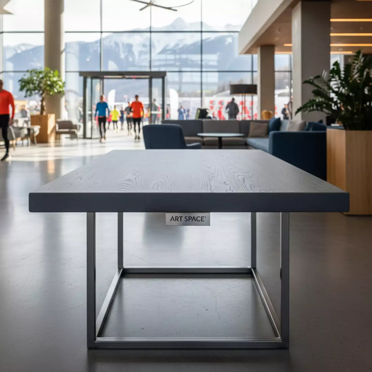 Аренда Стол мобильный складной лиственница антрацит 25 мм 140х70 см в отеле Radisson Lazurnaya — ART SPACE