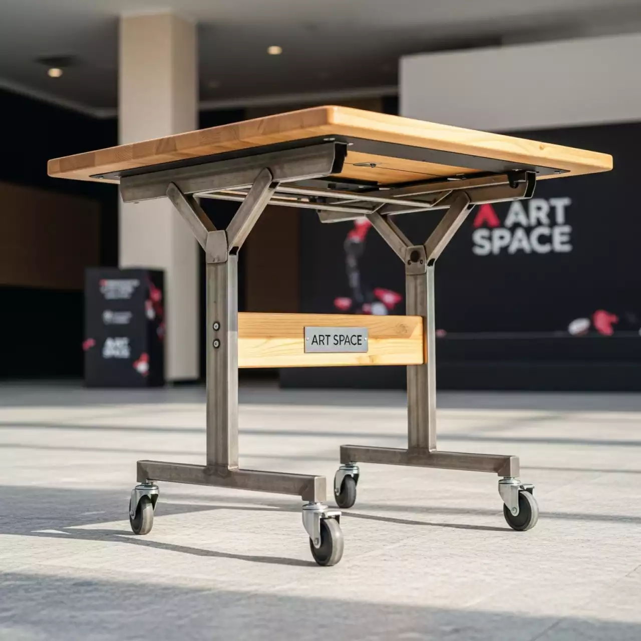 Аренда Стол мобильный складной лиственница белый 25 мм 160х70 в конгресс-холле отеля Жемчужина — ART SPACE