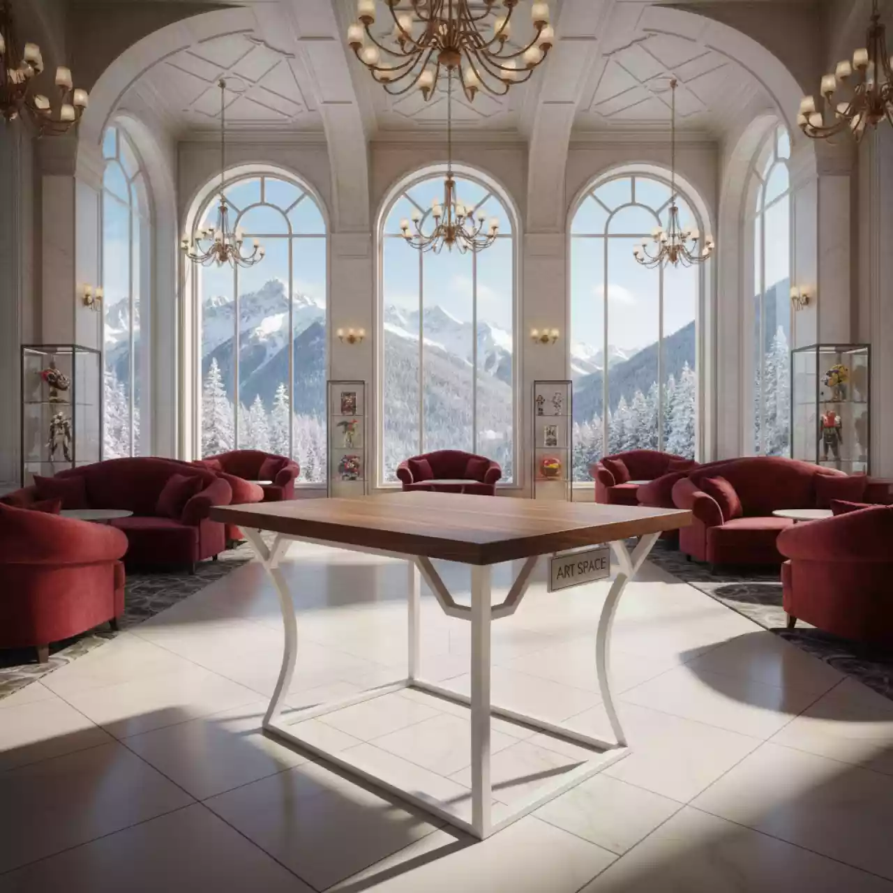 Аренда Стол мобильный складной орех белый в Гранд Отель Поляна — ART SPACE