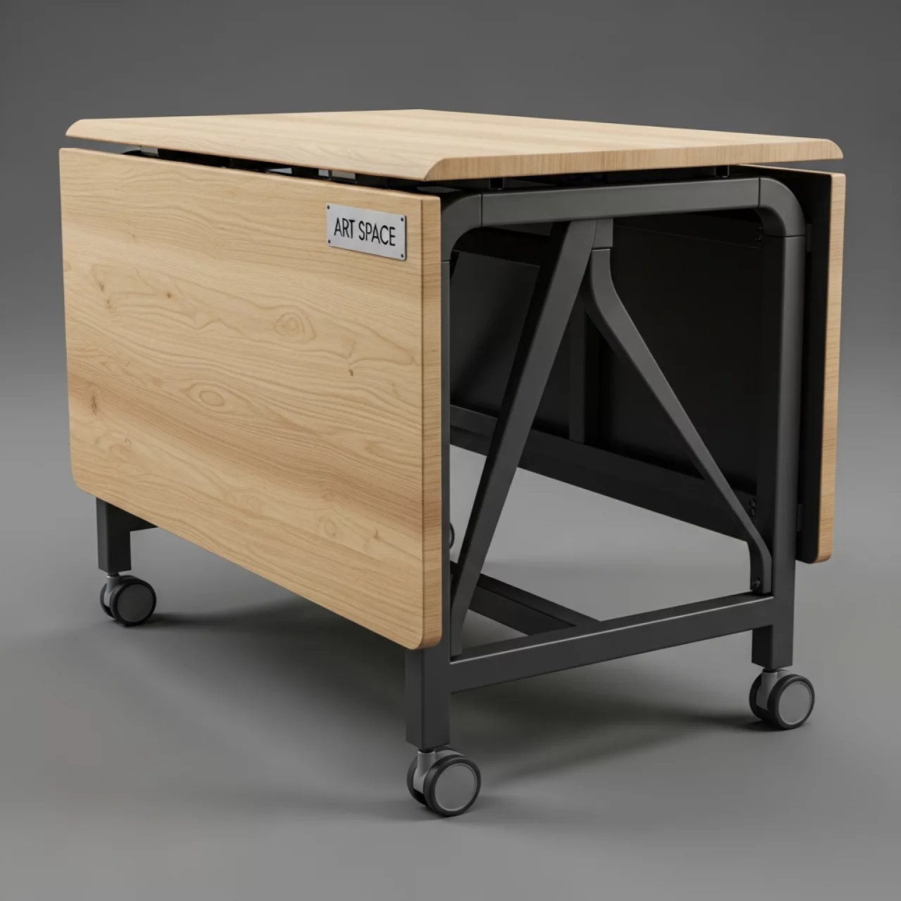 Аренда Стол мобильный складной радиусный бук антрацит 22 мм 160х70 в отеле «Богатырь» — ART SPACE