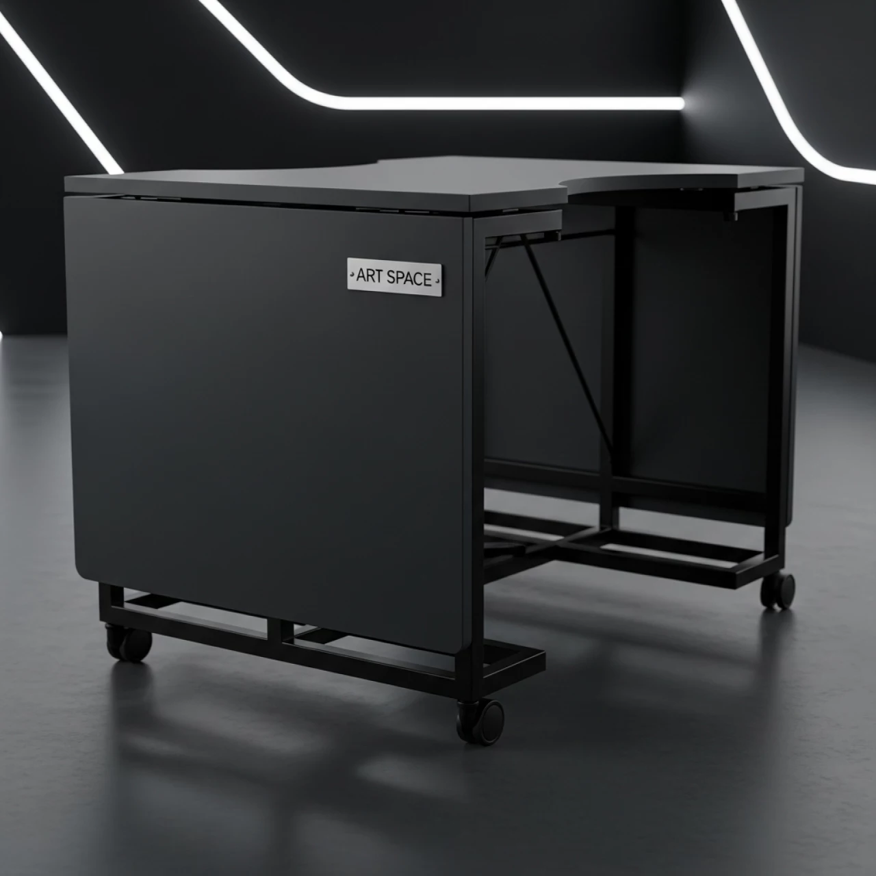 Аренда Стол мобильный складной радиусный серый антрацит 140х70 см в Imeretinskiy Hotel — ART SPACE