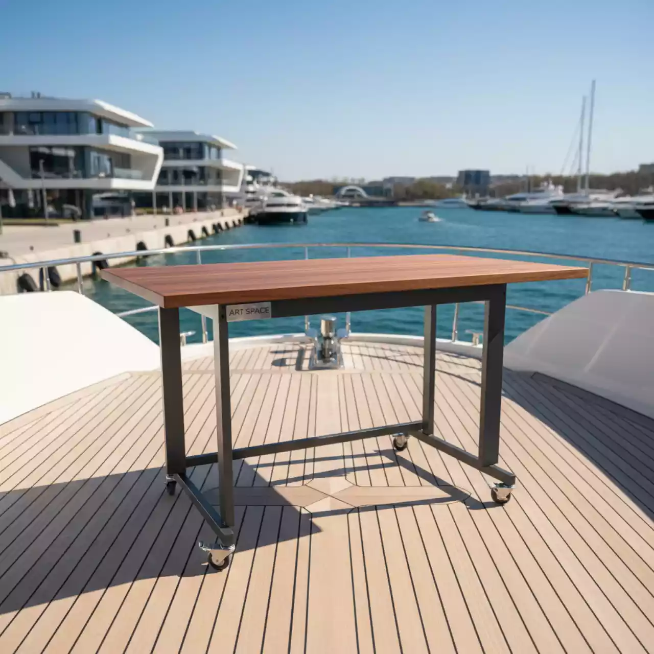 Аренда Стол мобильный складной венге антрацит на VIP-яхте (Имеретинский порт) — ART SPACE