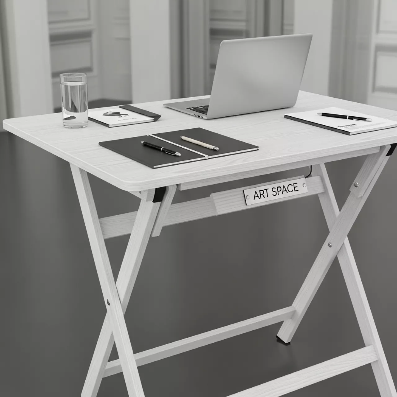 Аренда Стол мобильный складной ясень шимо белый 22 мм 80х70 в Imeretinskiy Hotel — ART SPACE