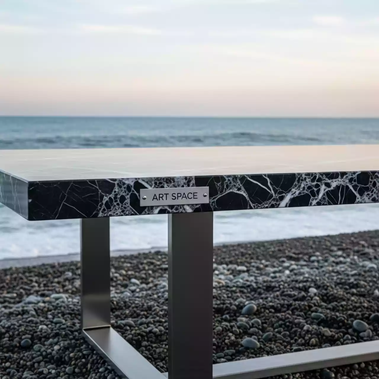 Аренда Стол Motus мрамор silver black на пляже «Маяк» — ART SPACE