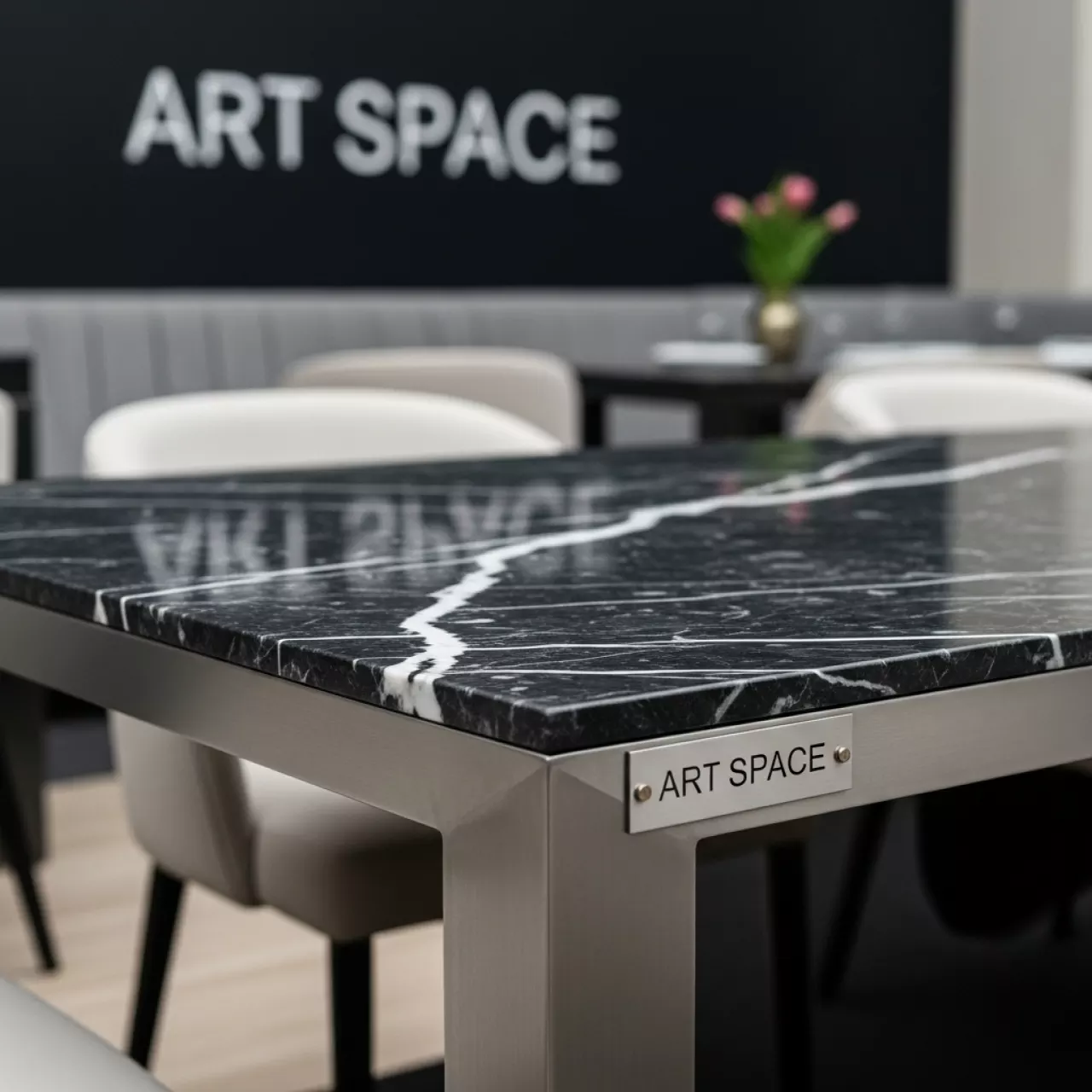 Аренда Стол Motus мрамор silver black в ресторане «Плакучая Ива» — ART SPACE