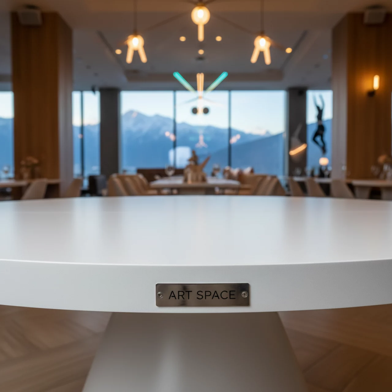 Аренда Стол нераздвижной Лаки мини 900 мм фрост белый муар в ресторане «Высота 5642» — ART SPACE