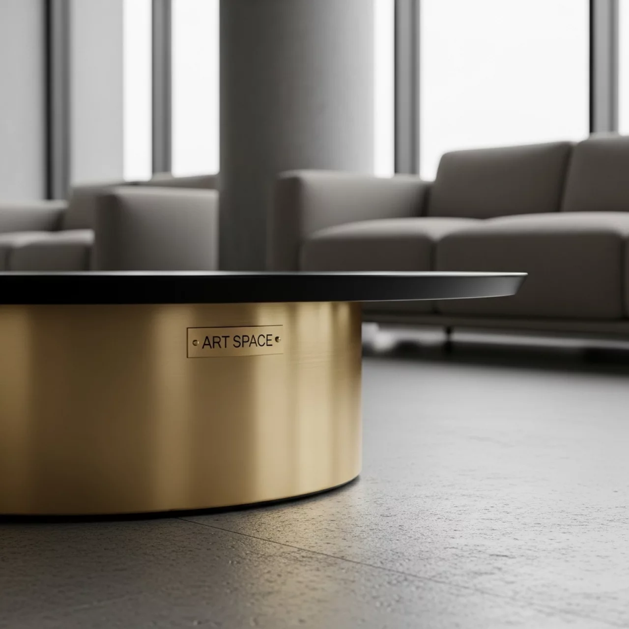 Аренда Стол низкий круглый черный с золотом КОРНЕЛЛ в комплексе «Дагомыс» — ART SPACE