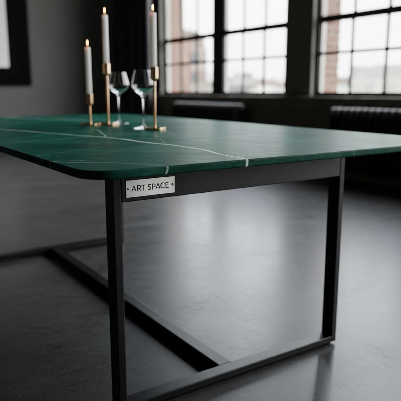 Аренда Стол обеденный Amazon Green керамика металл черный в Alpha Sirius — ART SPACE