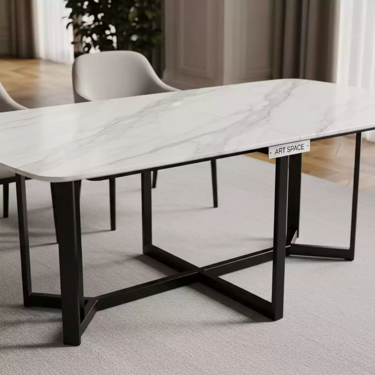 Аренда Стол обеденный Brocade раскладной белый мрамор черный в Swissôtel Resort Sochi Kamelia — ART SPACE