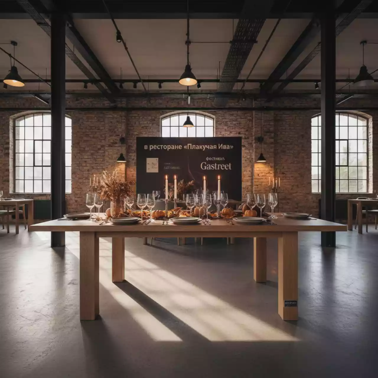 Аренда Стол обеденный Chord дуб кремона кашемир в ресторане «Плакучая Ива» — ART SPACE