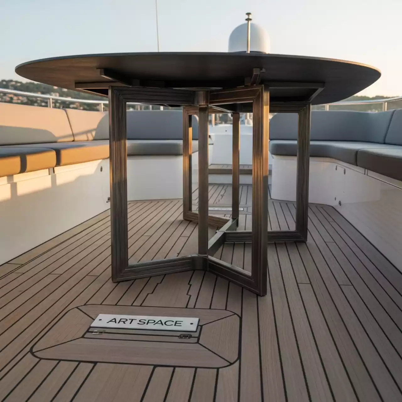 Аренда Стол обеденный Cobble 160 керамогранит на VIP теплоходе (Морпорт Сочи) — ART SPACE