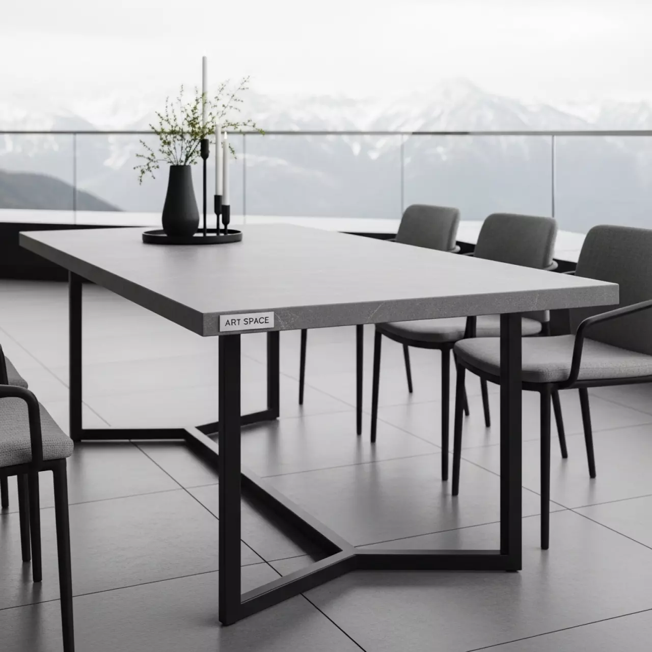 Аренда Стол обеденный из керамогранита Cobble 160 в Sochi Marriott Krasnaya Polyana — ART SPACE