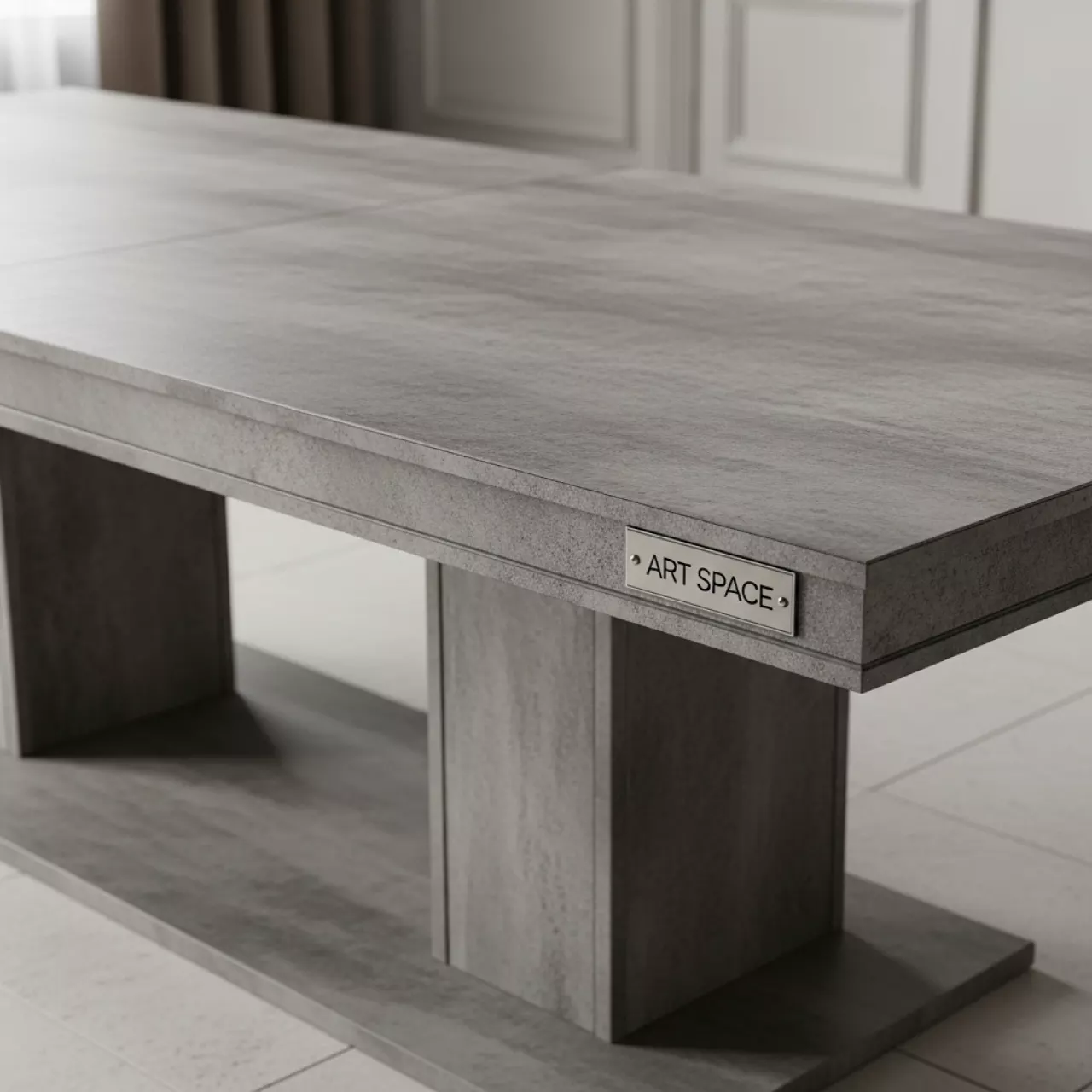 Аренда Стол обеденный квадратный Турин HPL серый гранит 230х110х75 см на вилле «Анна» — ART SPACE