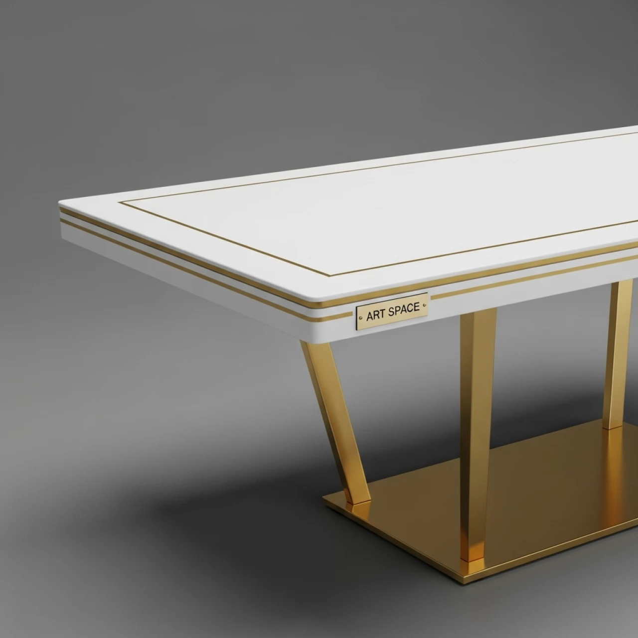 Аренда Стол обеденный Parrot белая керамика золото в ледовой арене «Шайба» — ART SPACE