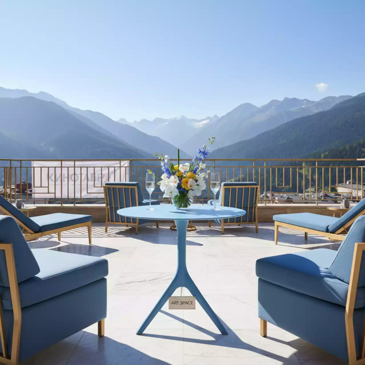 Аренда Стол обеденный пластиковый Spritz Spritz Mini голубой Ø605х765 мм в Golden Tulip Rosa Khutor — ART SPACE